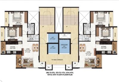 Image of 1200 Sq.ft 2 BHK Apartment / Flat for sale in Kamdhenu Zenith, Nerul, Navi Mumbai for Rs. 16000000