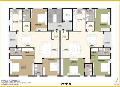 Image of 1775 Sq.ft 3 BHK Apartment / Flat for sale in Lancor Bagya, Besant Nagar, Chennai for Rs. 40991875