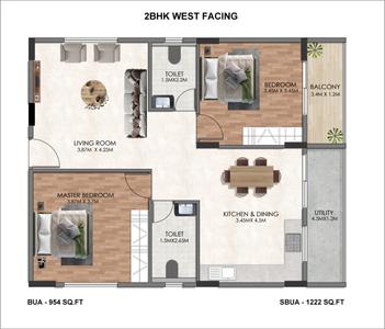 Residential Flats Two Bhk Flat For Sale BHK 1220 Sqft Flat For