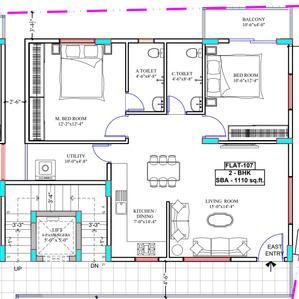 Image of 1110 Sq.ft 2 BHK Apartment / Flat for sale in K R Puram, Bengaluru for Rs. 6100000