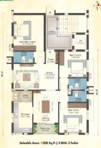 Image of 1500 Sq.ft 3 BHK Apartment / Flat for sale in Ashok Nagar, Chennai for Rs. 20500000