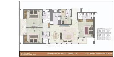 Image of 1500 Sq.ft 3 BHK Apartment / Flat for sale in Jaypee Kensington Boulevard, Sector 131, Noida for Rs. 14500000