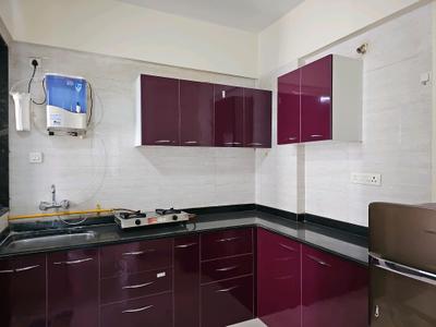 Kitchen Image of 955 Sq.ft 2 BHK Apartment / Flat for rent in Ravinanda Skylights, Wagholi Pune for Rs. 25000