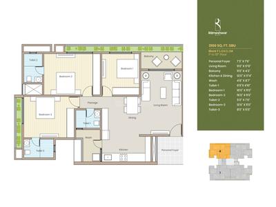 Image of 2116 Sq.ft 3 BHK Apartment / Flat for sale in Rameshwar City, Memnagar, Ahmedabad for Rs. 14500000
