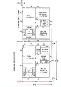 Floor Plan Image of 3006 Sq.ft 3 BHK Duplex for sale in Thumukunta Secunderabad for Rs. 12900002
