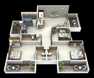 Image of 1505 Sq.ft 3 BHK Apartment / Flat for rent in Chinchwad, Pune for Rs. 50000
