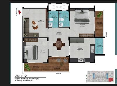 Image of 1232 Sq.ft 2 BHK Apartment / Flat for sale in Vijay Nagar, Indore for Rs. 5500000