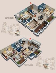 Floor Plan Image of 1500 Sq.ft 3 BHK Apartment / Flat for sale in Chandrasekharpur Bhubaneswar for Rs. 14932000