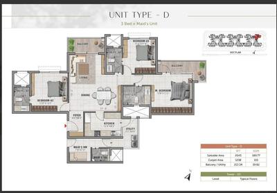 Image of 2043 Sq.ft 3 BHK Apartment / Flat for sale in Prestige Elm Park, Chansandra, Bengaluru for Rs. 34000000