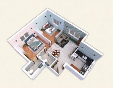 Floor Plan Image of 783 Sq.ft 2 BHK Apartment / Flat for sale in Kundrathur Chennai for Rs. 4385000