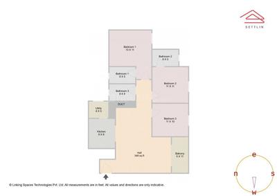 Image of 1499 Sq.ft 3 BHK Apartment / Flat for sale in Sobha Manhattan Towers Town Park Phase 1 W 4 And 5 by Sobha Limited, Yadavanahalli, Bengaluru for Rs. 21100000