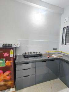 Kitchen Image of 550 Sq.ft 1 BHK Builder Floor for rent in Mahalakshmi Nagar Indore for Rs. 18500