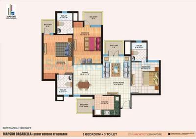 Image of 1050 Sq.ft 2 BHK Apartment / Flat for sale in Mapsko Paradise, Sector 83, Gurgaon for Rs. 11000000