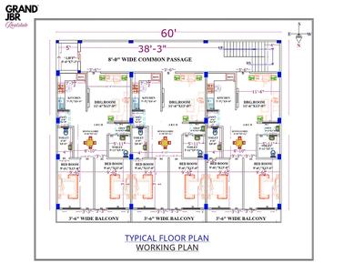 Floor Plan Image of 1000 Sq.ft 2 BHK Apartment / Flat for sale in Aliganj Lucknow for Rs. 5500000