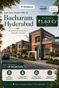 Image of 2300 Sq.ft 3 BHK Villa for sale in Ghatkesar, Secunderabad for Rs. 16327700