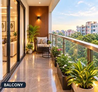 Balcony Image of 725 Sq.ft 1 BHK Apartment / Flat for sale in Om Shri Vrinda Orchids, Sunrakh Bangar Vrindavan for Rs. 5750000