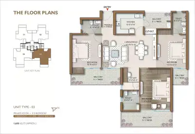 Image of 2249 Sq.ft 4 BHK Apartment / Flat for sale in M3M Capital, Sector 113, Gurgaon for Rs. 19500000