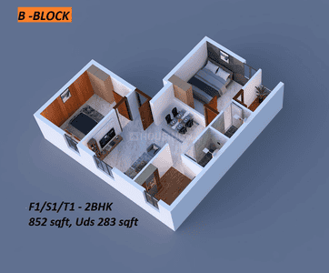 Image of 980 Sq.ft 2 BHK Apartment / Flat for sale in Perambur, Chennai for Rs. 7400000