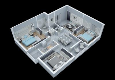 Floor Plan Image of 1550 Sq.ft 3 BHK Apartment / Flat for sale in Atala Bhubaneswar for Rs. 9300000