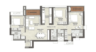 Image of 998 Sq.ft 3 BHK Apartment / Flat for sale in Kalpataru Immensa, Thane West, Thane for Rs. 25800000