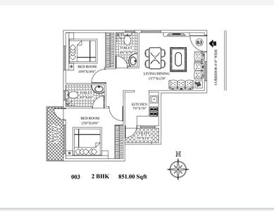 BHK 1103 Sqft Flat for sale at Judicial Layout, Bangalore