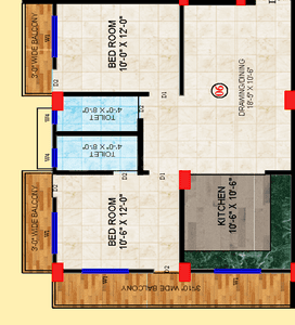 Image of 1036 Sq.ft 2 BHK Apartment / Flat for sale in Chhoti Pahari, Patna for Rs. 5700000