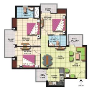 Image of 1420 Sq.ft 3 BHK Apartment / Flat for sale in Amrapali Silicon City, Sector 76, Noida for Rs. 15000000