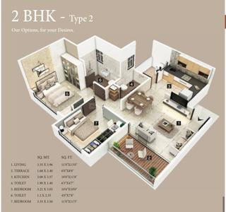 Image of 1121 Sq.ft 2 BHK Apartment / Flat for sale in Shaligram Pavillia, Gahunje, Pune for Rs. 7000000