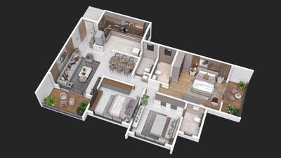 Image of 1633 Sq.ft 3 BHK Apartment / Flat for sale in Cristallo The Arista, Pimple Nilakh, Pune for Rs. 17500000