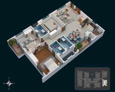 Image of 1570 Sq.ft 3 BHK Apartment / Flat for rent in Candeur 40, Miyapur, Hyderabad for Rs. 65000