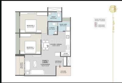 Image of 1400 Sq.ft 2 BHK Apartment / Flat for sale in Jagatpur, Ahmedabad for Rs. 5900000