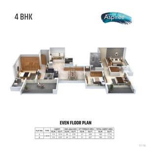 Image of 1719 Sq.ft 4 BHK Apartment / Flat for sale in Kunal Aspiree, Balewadi, Pune for Rs. 35000000