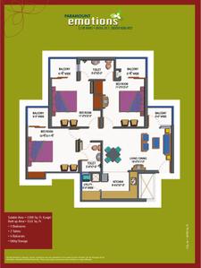 Image of 1379 Sq.ft 3 BHK Apartment / Flat for sale in Paramount Emotions, Noida Extension, Greater Noida for Rs. 12500000