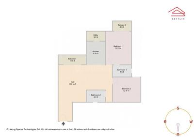 Image of 1240 Sq.ft 2 BHK Apartment / Flat for sale in Rayasandra, Bengaluru for Rs. 11100000