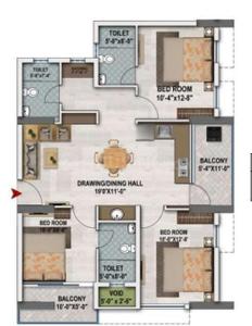 Image of 1547 Sq.ft 3 BHK Apartment / Flat for sale in JB Polaris, Dashabatia, Bhubaneswar for Rs. 8300000