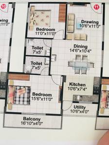 Image of 1150 Sq.ft 2 BHK Apartment / Flat for sale in Sai Purvi Mithila, Munnekollal, Bengaluru for Rs. 13900000
