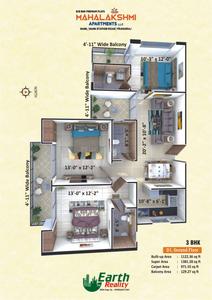 Image of 1374 Sq.ft 3 BHK Apartment / Flat for sale in Mahalakshmi Apartment, Naini, Allahabad for Rs. 7273720