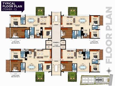 Floor Plan Image of 1880 Sq.ft 3 BHK Apartment / Flat for sale in RG Orchids Gardenia, Nagavara Bengaluru for Rs. 25066040