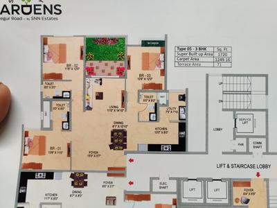 Image of 1791 Sq.ft 3 BHK Apartment / Flat for sale in Akshayanagar, Bengaluru for Rs. 22800000
