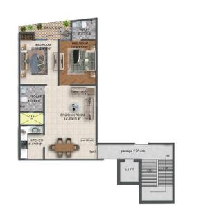 Image of 850 Sq.ft 2 BHK Apartment / Flat for sale in Kishangarh, New Delhi for Rs. 6000000