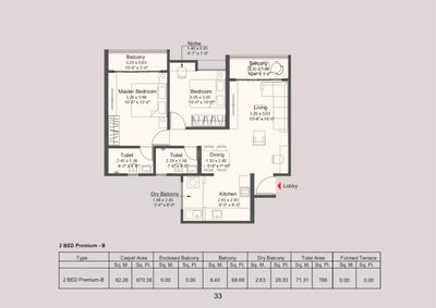 Image of 1138 Sq.ft 2 BHK Apartment / Flat for sale in Intofinity Kohinoor Royale Towers, Hinjawadi, Pune for Rs. 9500000
