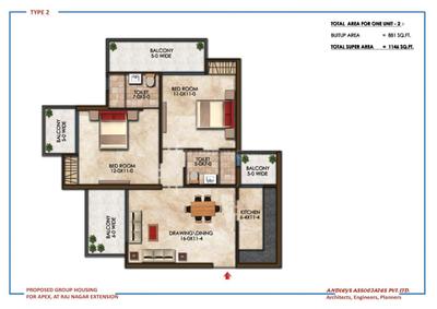 Image of 1635 Sq.ft 3 BHK Apartment / Flat for sale in Apex Sky Height, Sikrod, Ghaziabad for Rs. 13000000