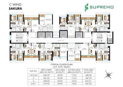 Image of 791 Sq.ft 2 BHK Apartment / Flat for sale in Neelam Supremo Phase II Wing C Known As Sakura, Mulund East, Mumbai for Rs. 15000000