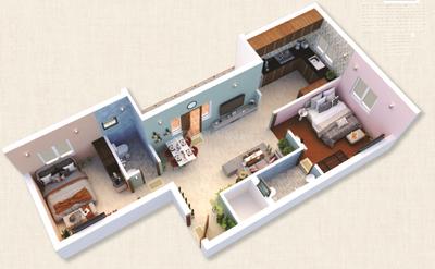 Floor Plan Image of 830 Sq.ft 2 BHK Apartment / Flat for sale in Madambakkam Chennai for Rs. 5395000