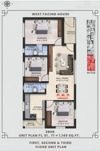 Floor Plan Image of 1084 Sq.ft 3 BHK Apartment / Flat for sale in Adambakkam Chennai for Rs. 10840000