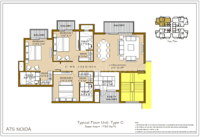 Image of 1503 Sq.ft 3 BHK Apartment / Flat for sale in ATS Pristine, Sector 150, Noida for Rs. 20000005