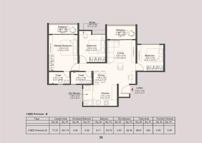 Image of 1138 Sq.ft 2 BHK Apartment / Flat for sale in Intofinity Kohinoor Royale Towers, Hinjawadi, Pune for Rs. 9500000