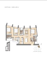 Floor Plan Image of 1400 Sq.ft 3 BHK Apartment / Flat for sale in Lodha Adrina, Lower Parel Mumbai for Rs. 74000000