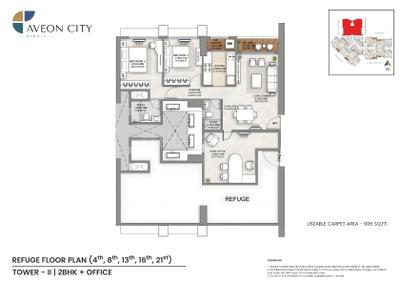 Image of 900 Sq.ft 2 BHK Apartment / Flat for sale in Aveon City, Airoli, Navi Mumbai for Rs. 14500000