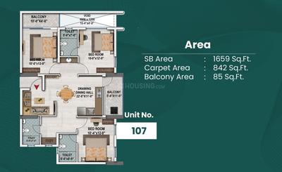 Image of 909 Sq.ft 3 BHK Apartment / Flat for sale in JB Polaris, Tamando, Bhubaneswar for Rs. 7700000